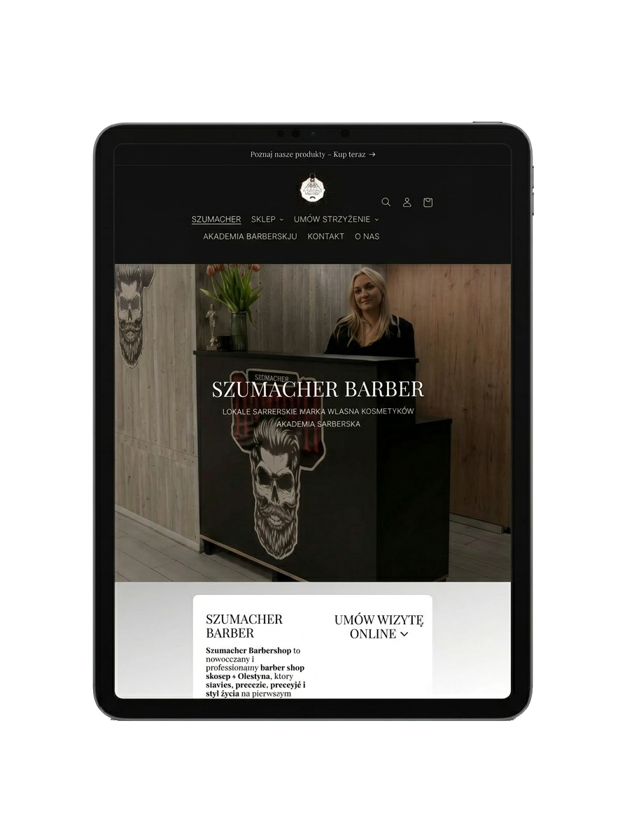 Projekt strony internetowej prezentowany w portfolio