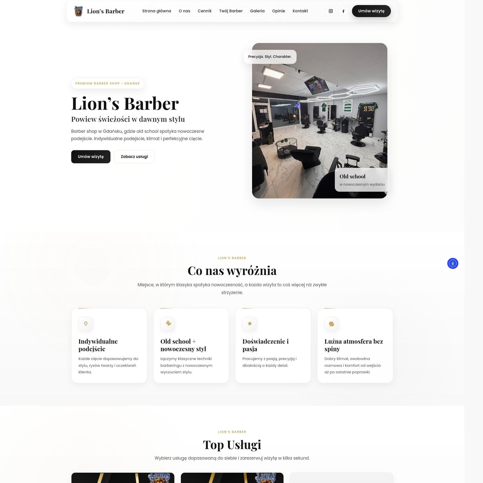 Projekt strony internetowej Lions Barber