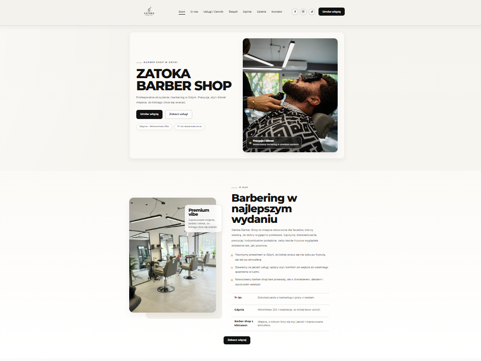 Projekt strony internetowej Zatoka Barber