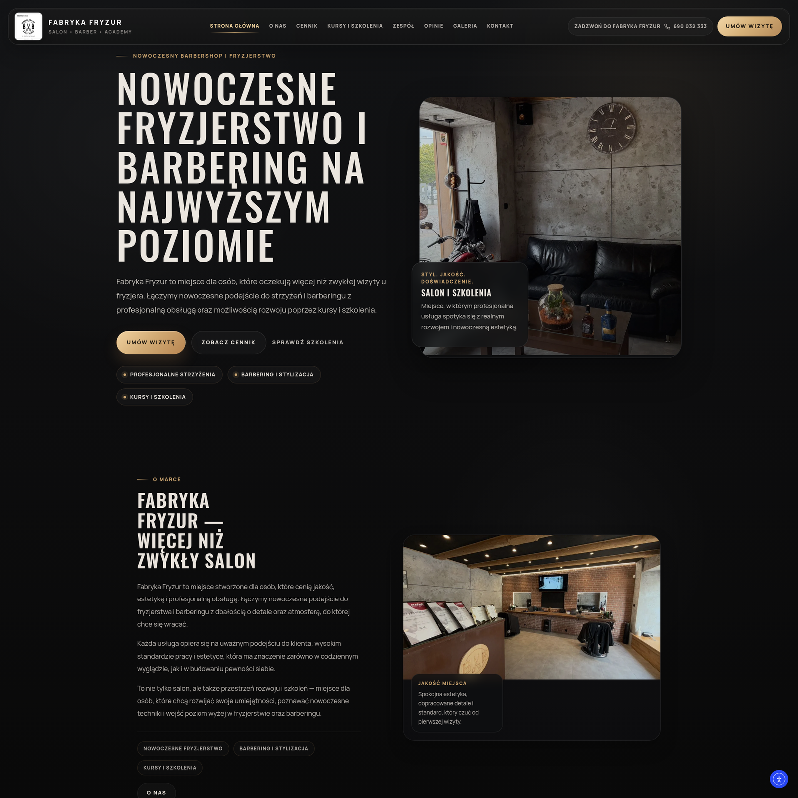 Projekt strony internetowej Fabryka Fryzur Barber